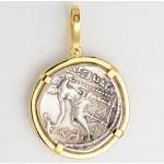 18kt Gold Pendant w Alexander the Great Ancient Greek Silver Tetradrachm Coin 336-323 B.C.